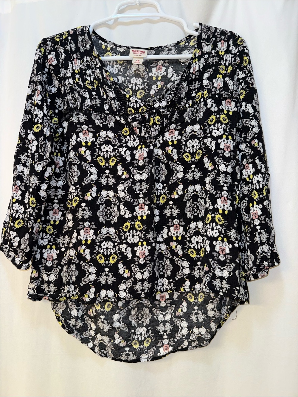 Mossimo Supply Co. Black Floral Patterned Blouse